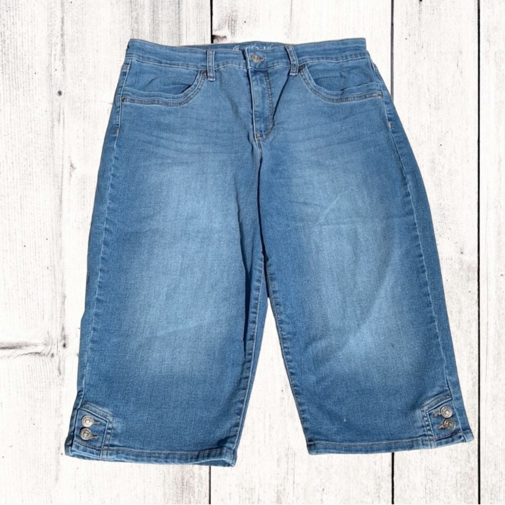 Gloria Vanderbilt High Rise Wide Leg Slimming Denim Capri Jeans Size 14